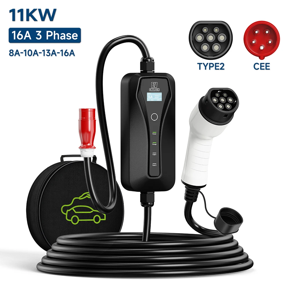 Type 2 Portable Ev Charger 11Kw Cee - Caricatore EV 11KW 16A Tipo 2