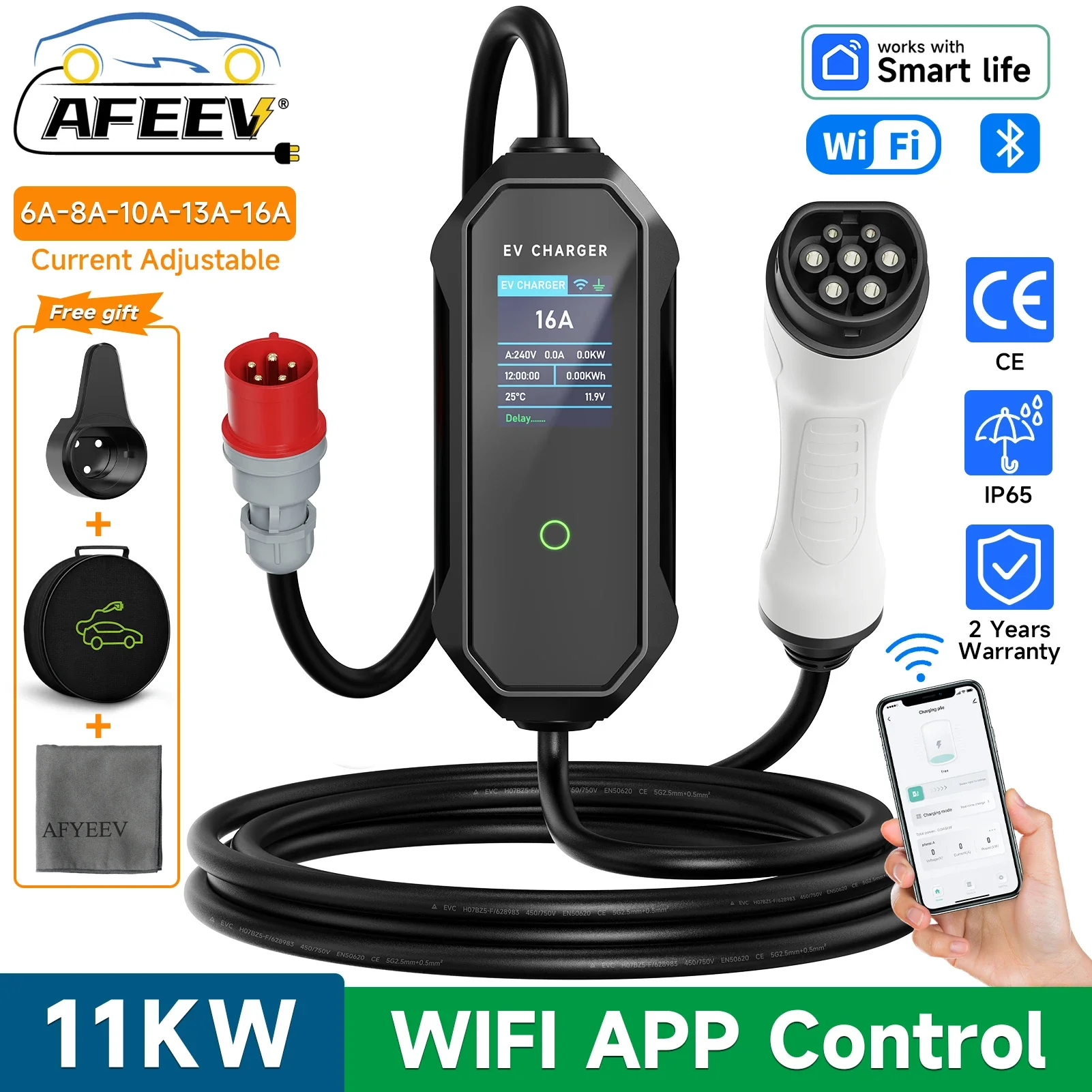 Type 2 Portable Ev Charger 11Kw Cee - AFEEV Tipo 2 Caricatore EV portatile
