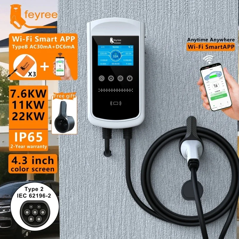 Caricatore EV Feyree Tipo 2 32 - Ev Charger Type 2 22Kw 32A 3 Phase recensione e prezzo